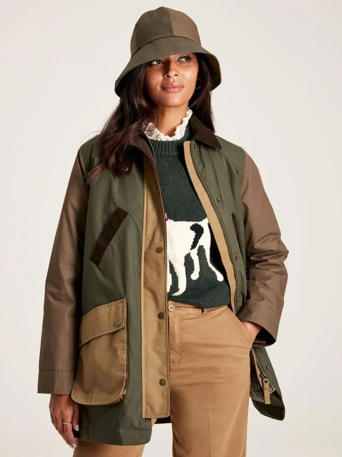 Joules Coats and Jackets Women BrownKhaki Showerproof Dry Wax Jacket