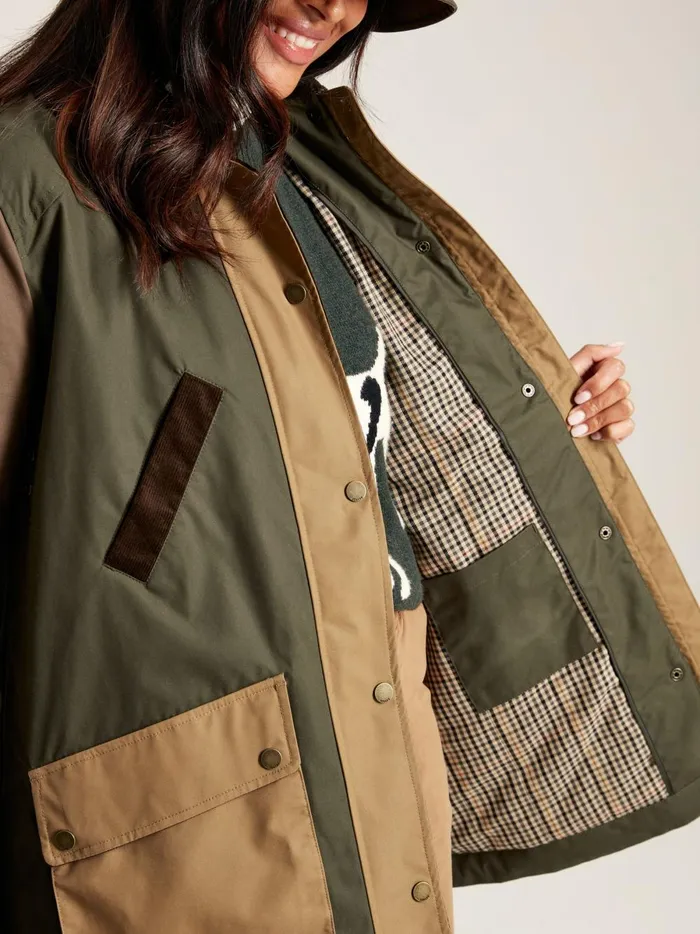 Joules Coats and Jackets Women BrownKhaki Showerproof Dry Wax Jacket