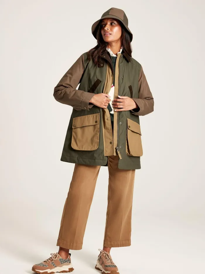 Joules Coats and Jackets Women BrownKhaki Showerproof Dry Wax Jacket