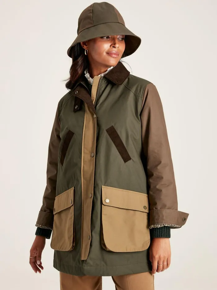 Joules Coats and Jackets Women BrownKhaki Showerproof Dry Wax Jacket