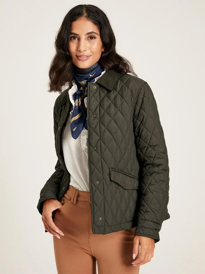 Joules Coats and Jackets Women Green Showerproof Diamond Quilted Jacket