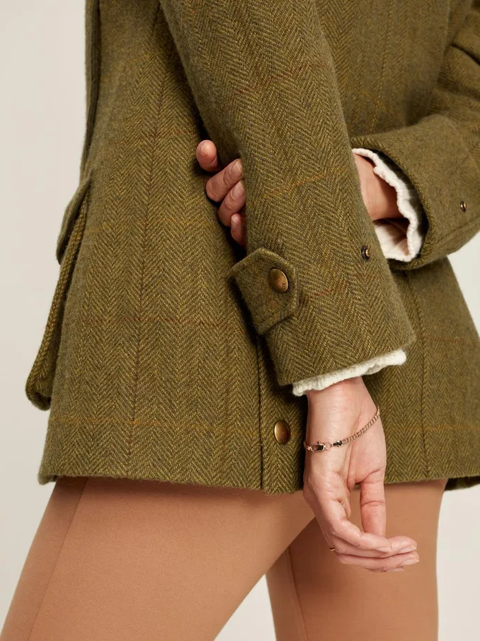 Joules Coats and Jackets Women Green Tweed Jacket With Removable Gilet