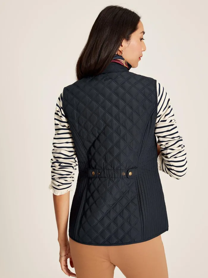 Joules Coats and Jackets Women Navy Blue Showerproof Diamond Quilted Gilet