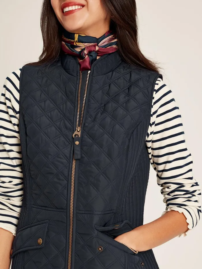 Joules Coats and Jackets Women Navy Blue Showerproof Diamond Quilted Gilet