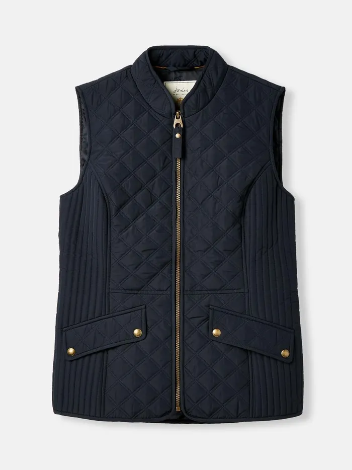 Joules Coats and Jackets Women Navy Blue Showerproof Diamond Quilted Gilet