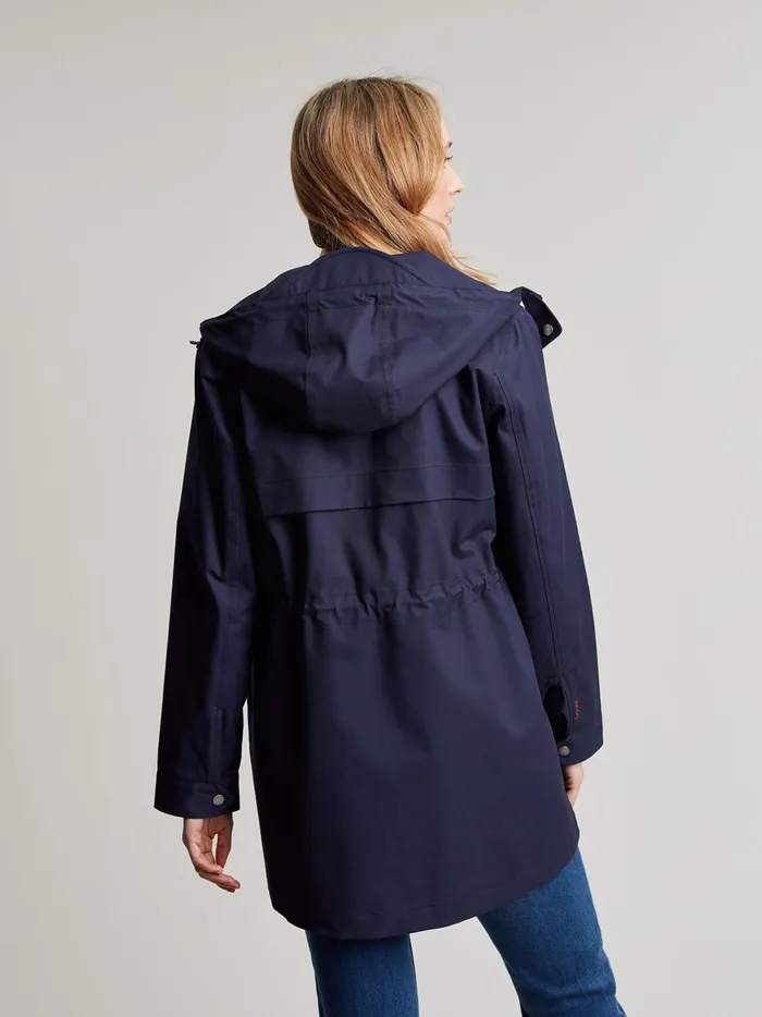 Joules Coats and Jackets Women Navy Blue Waterproof Raincoat With Hood