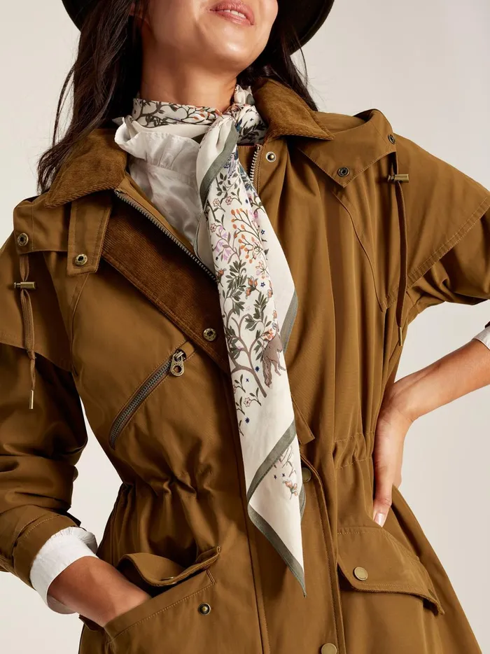 Joules Coats and Jackets Women Rust Brown Shower Resistant Long Wax Jacket