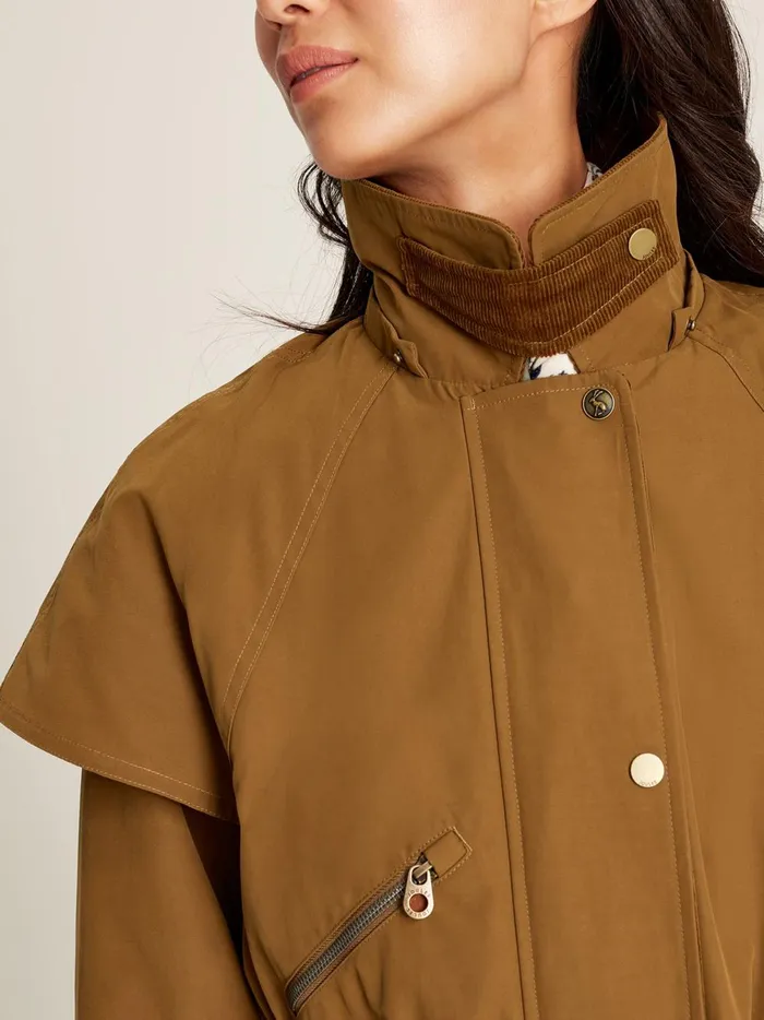 Joules Coats and Jackets Women Rust Brown Shower Resistant Long Wax Jacket