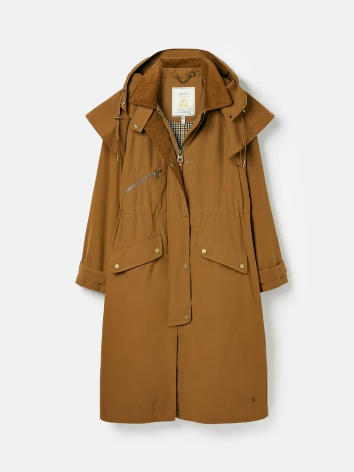 Joules Coats and Jackets Women Rust Brown Shower Resistant Long Wax Jacket