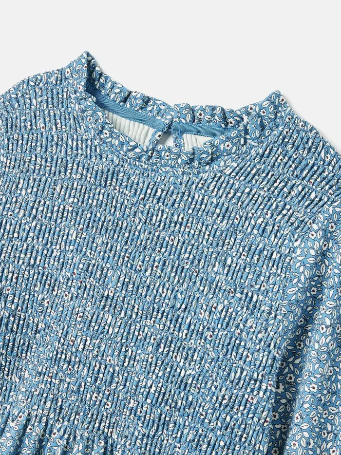 Joules Dresses Girls Blue Shirred Printed Dress