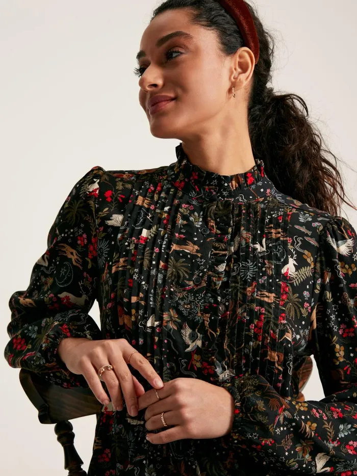Joules Dresses Women Black Dress With Frilled Neck