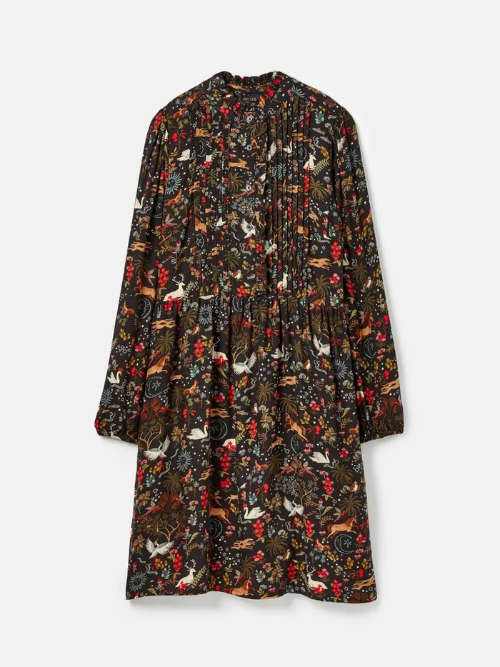Joules Dresses Women Black Dress With Frilled Neck