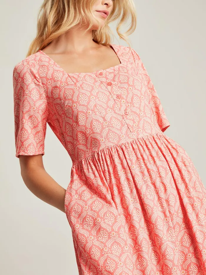 Joules Dresses Women Pink Square Neck Dress