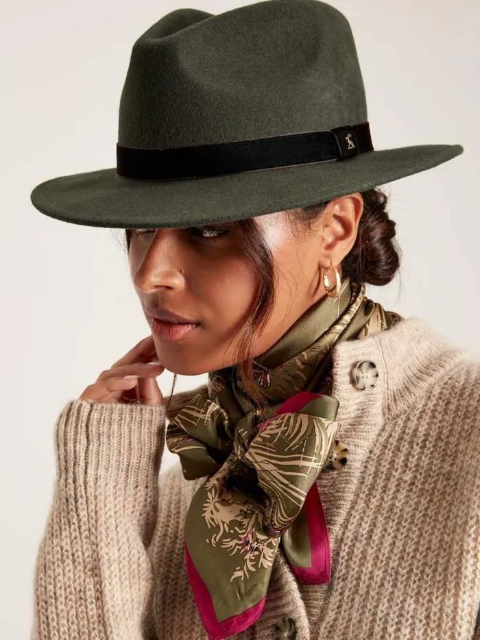 Joules Hats Women Khaki Wool Fedora Hat