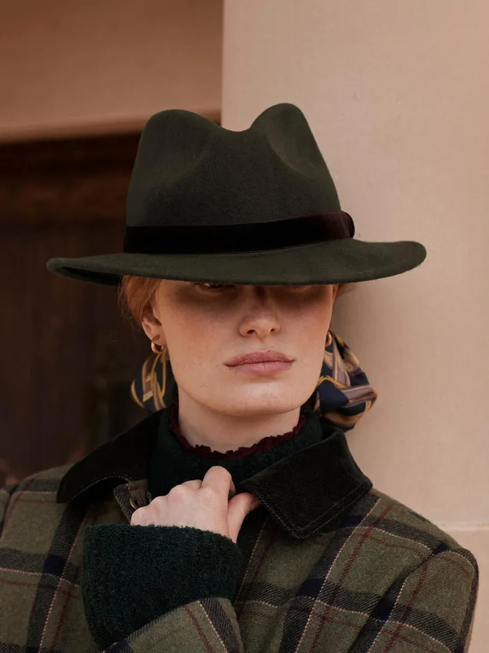 Joules Hats Women Khaki Wool Fedora Hat