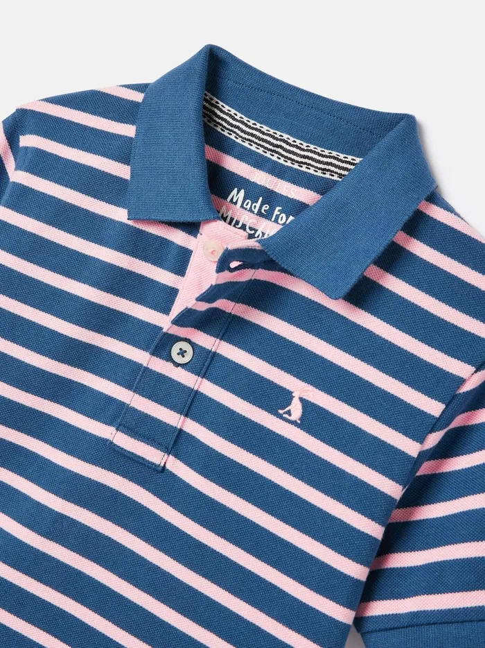 Joules Polo Shirts Boys Pink Striped Pique Cotton Polo Shirt