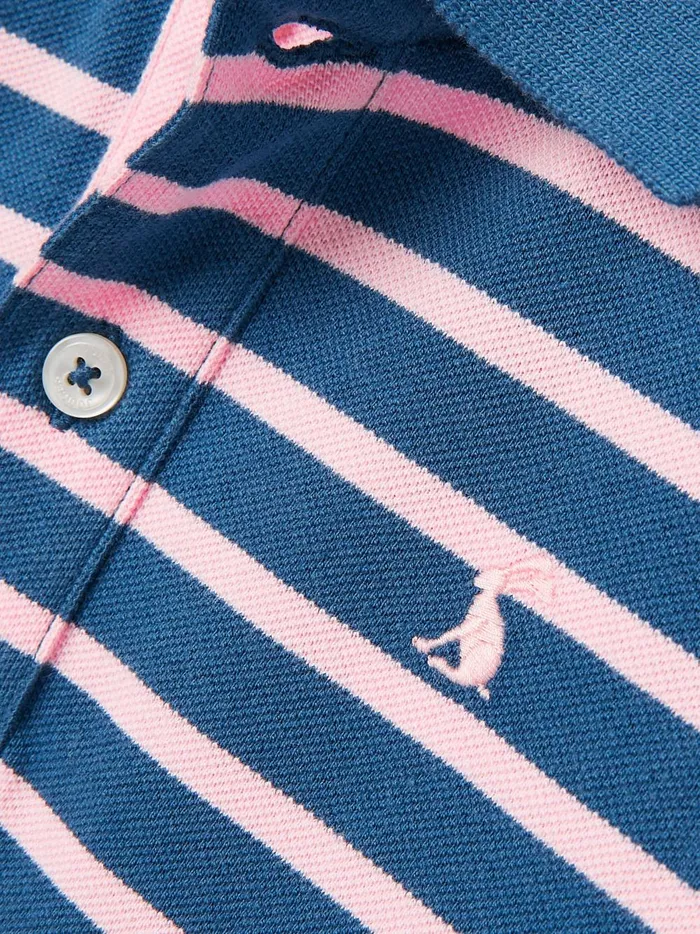Joules Polo Shirts Boys Pink Striped Pique Cotton Polo Shirt