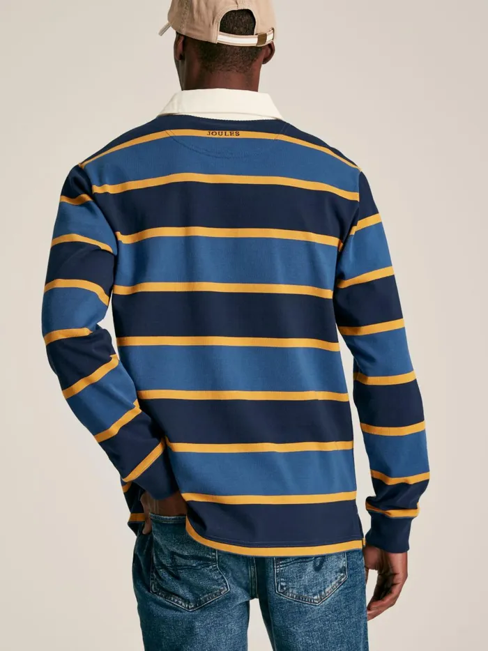 Joules Rugby Shirts Men NavyYellow Striped Rugby Shirt