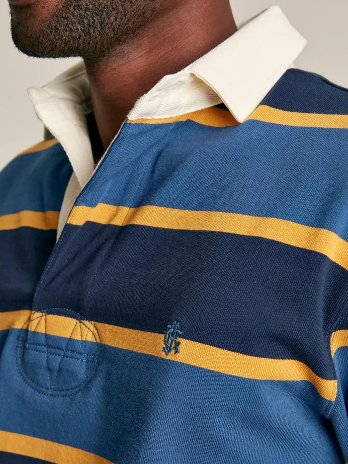 Joules Rugby Shirts Men NavyYellow Striped Rugby Shirt