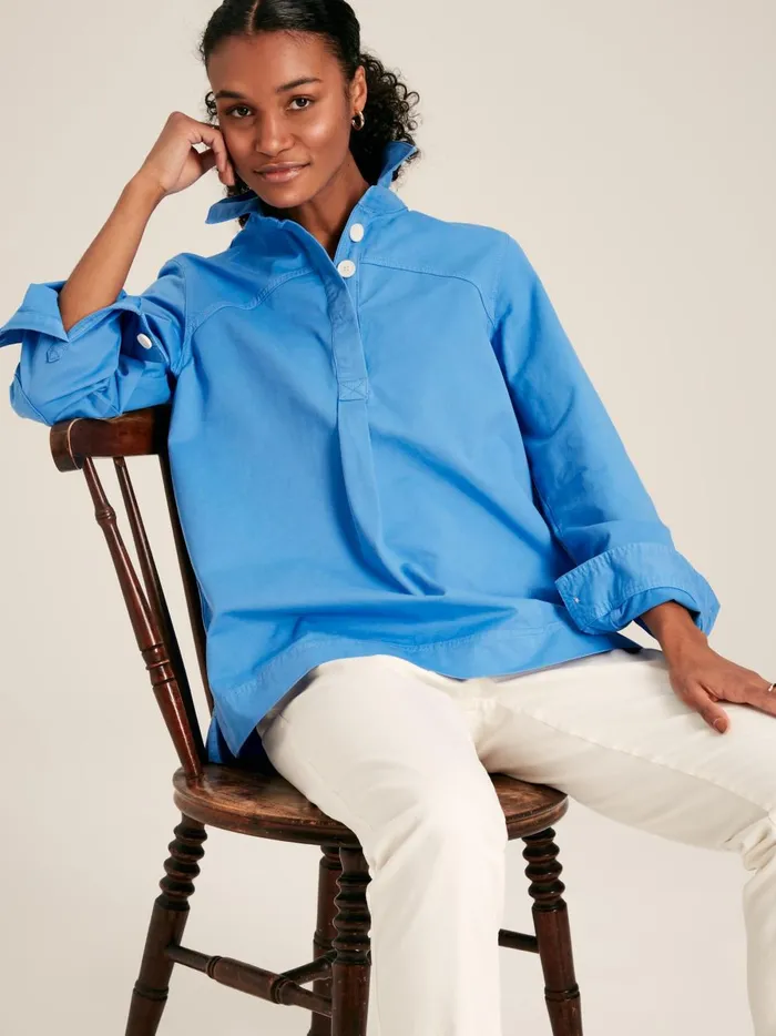 Joules Shirts and Blouses Women Blue Heavyweight Cotton Deck Shirt