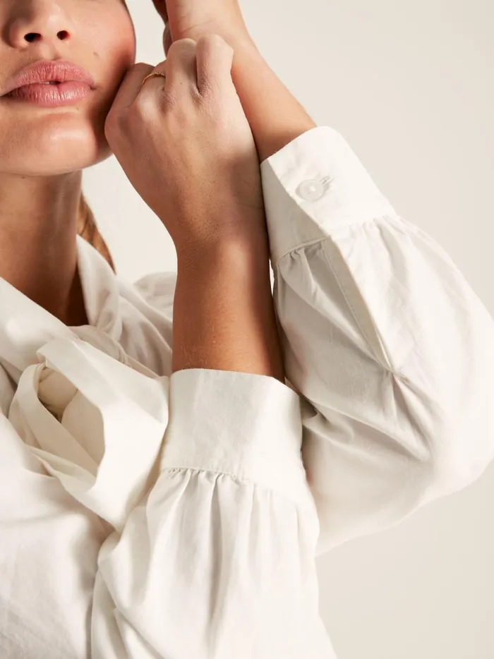Joules Shirts and Blouses Women White Tie Neck Blouse