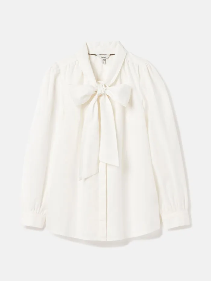 Joules Shirts and Blouses Women White Tie Neck Blouse
