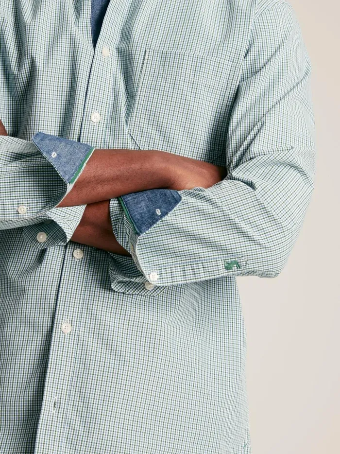 Joules Shirts Men Green Gingham Cotton Poplin Shirt