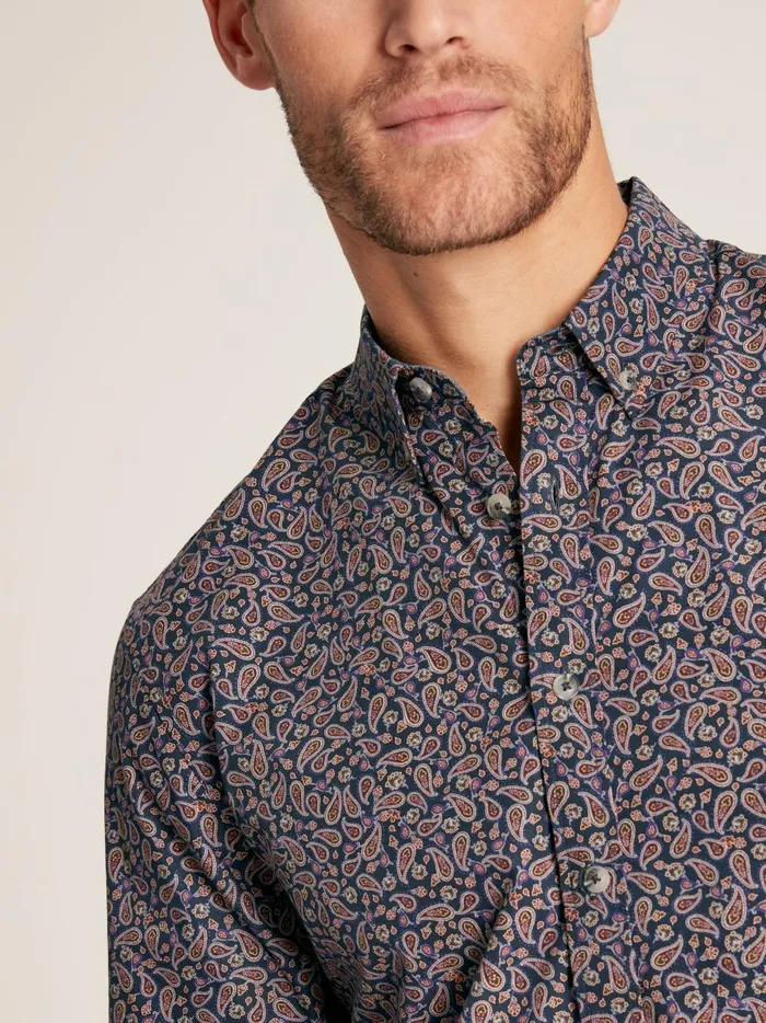 Joules Shirts Men Navy Paisley Cotton Shirt