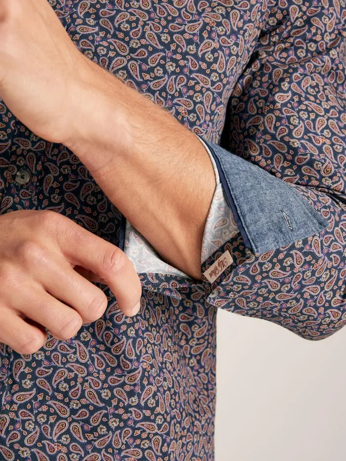 Joules Shirts Men Navy Paisley Cotton Shirt