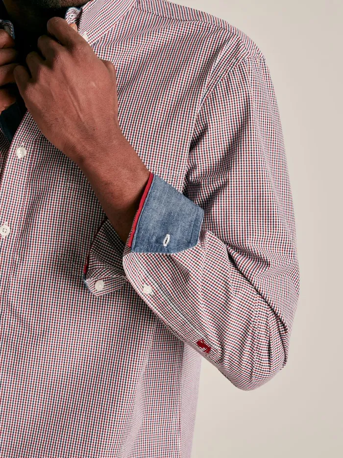Joules Shirts Men Red Gingham Cotton Poplin Shirt
