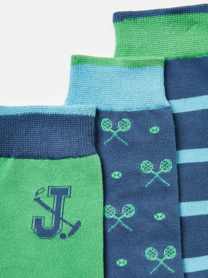 Joules Socks Men BlueGreen Pack Of Three Socks