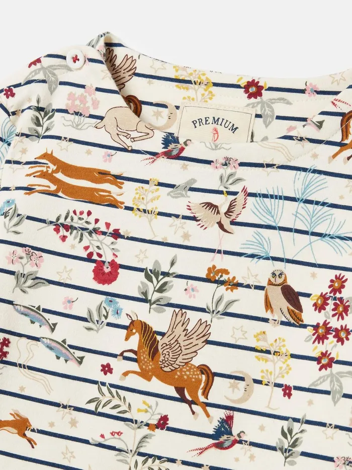 Joules Tops and Tshirts Girls Cream Striped Cotton Long Sleeve Top