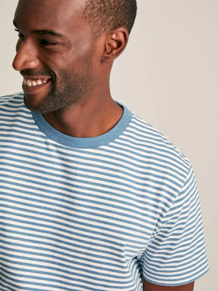 Joules Tops and Tshirts Men Blue Stripe Jersey Crew Neck TShirt