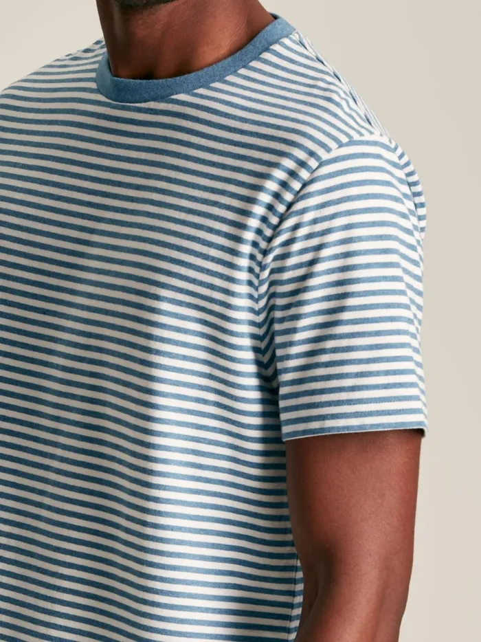 Joules Tops and Tshirts Men Blue Stripe Jersey Crew Neck TShirt