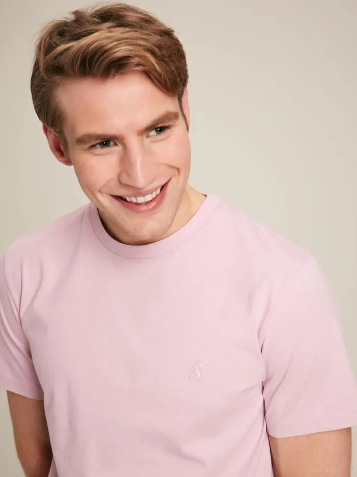 Joules Tops and Tshirts Men Pink Plain Jersey Crew Neck TShirt