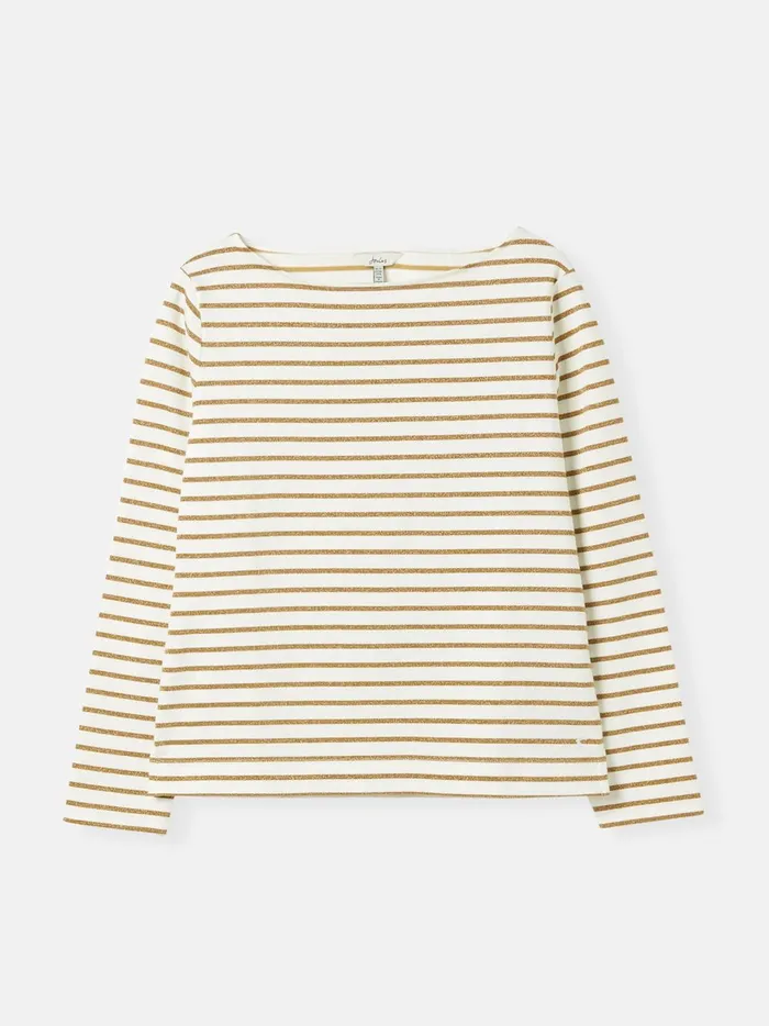Joules Tops Women Gold Sparkly Long Sleeve Breton Top