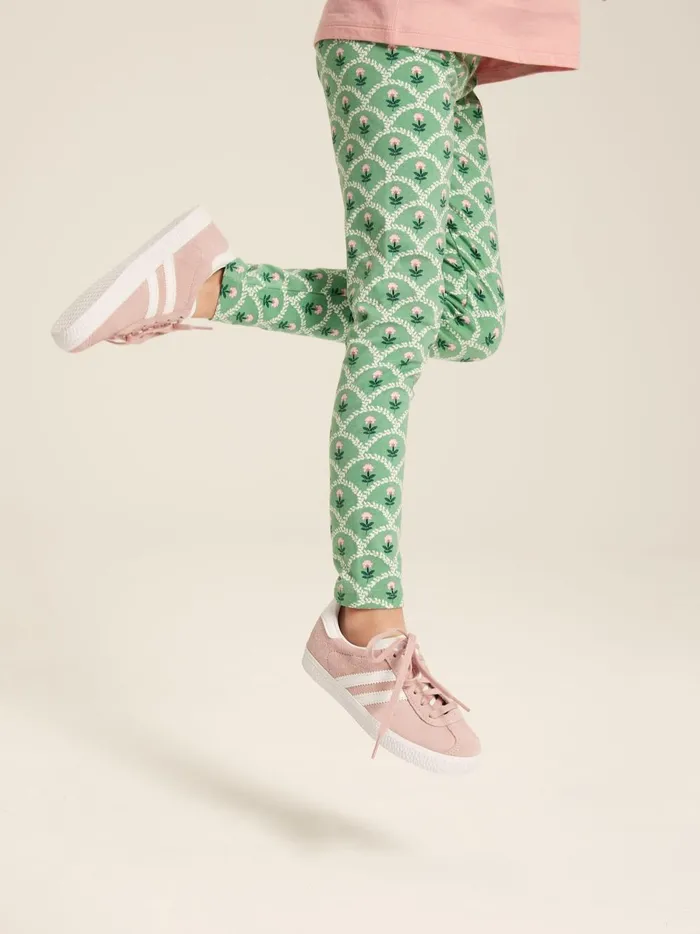 Joules Trousers and Leggings Girls Green Floral Leggings