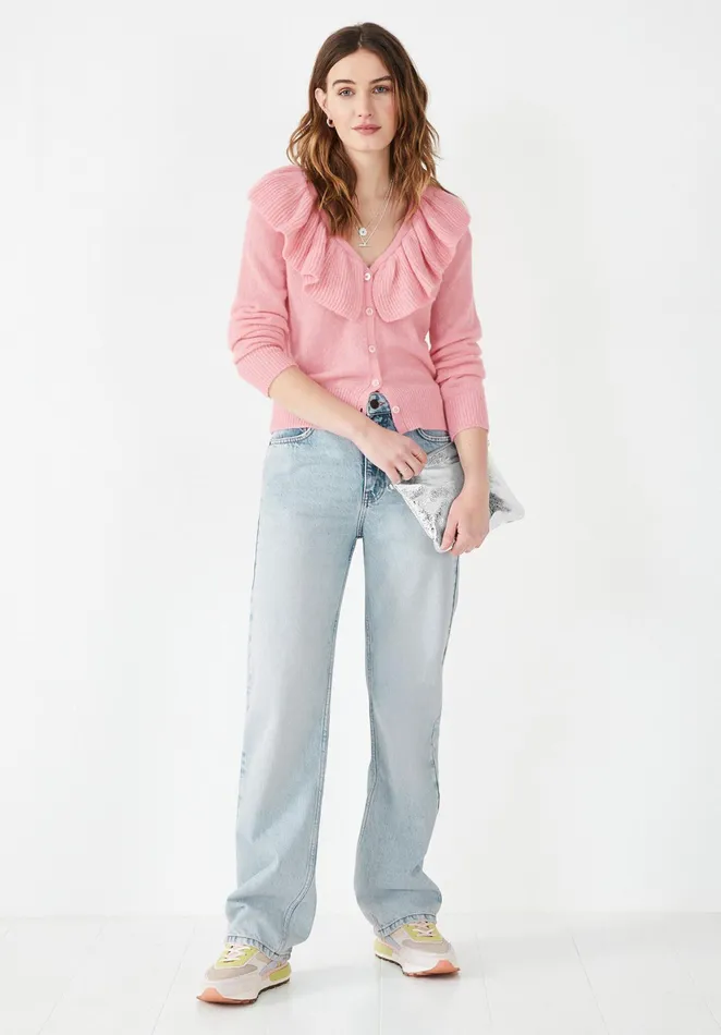 Jumpers and Cardigans Women Hush Carbis Frilled Cardigan Soft Pink