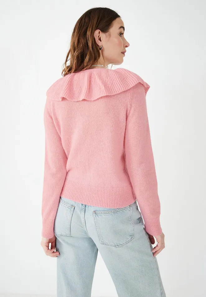Jumpers and Cardigans Women Hush Carbis Frilled Cardigan Soft Pink