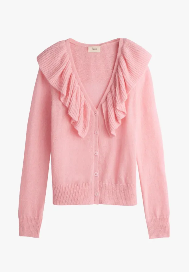 Jumpers and Cardigans Women Hush Carbis Frilled Cardigan Soft Pink