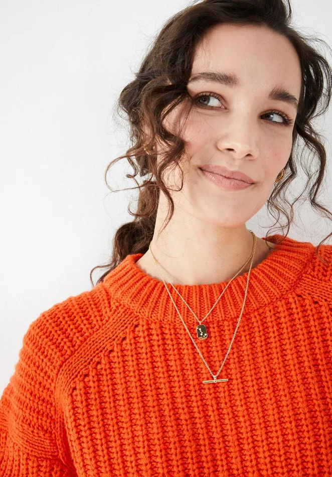 Jumpers and Cardigans Women Hush Emerson Cropped Chunky Jumper Tangerine Tango Orange