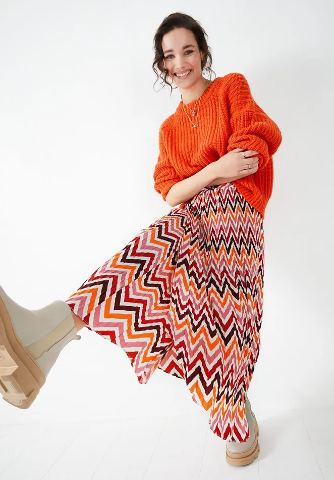 Jumpers and Cardigans Women Hush Emerson Cropped Chunky Jumper Tangerine Tango Orange