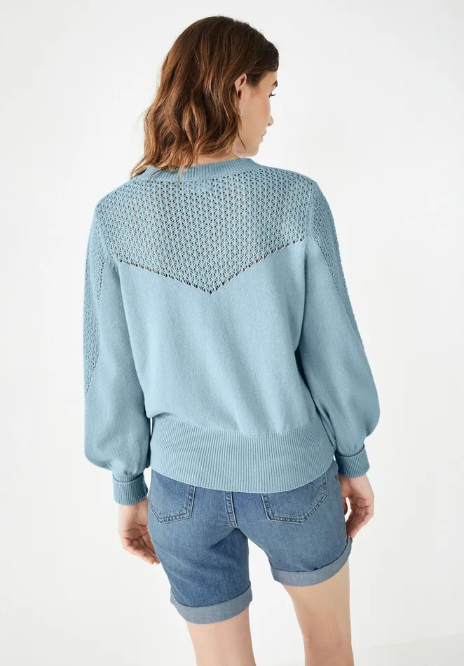 Jumpers and Cardigans Women Hush Ives Pointelle Chevron Jumper Summer Ice Blue