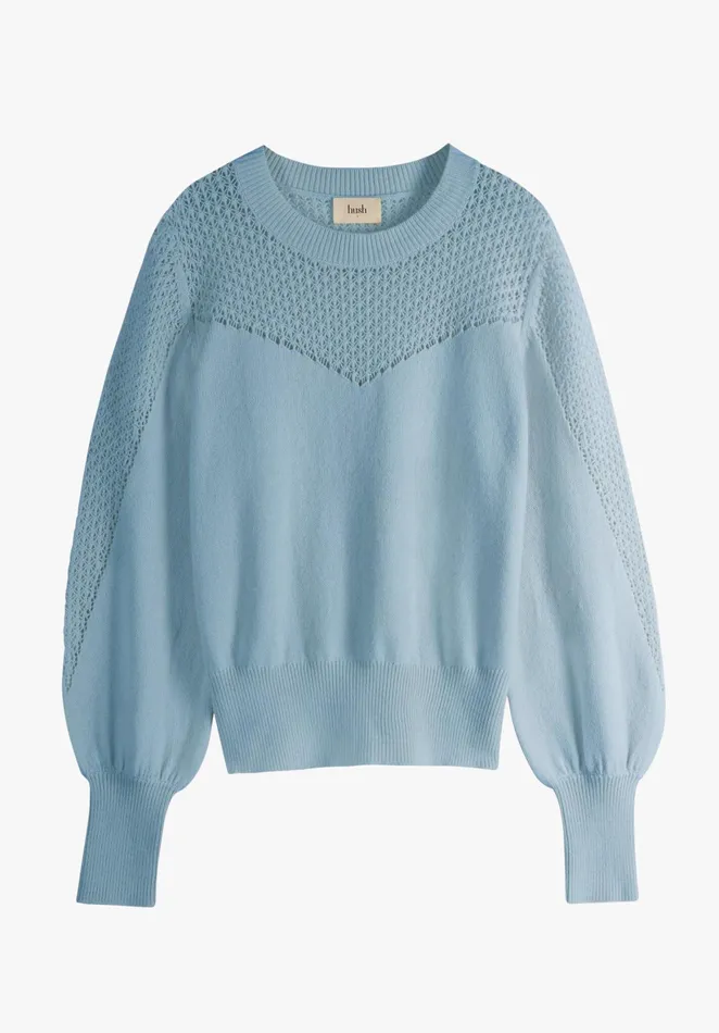 Jumpers and Cardigans Women Hush Ives Pointelle Chevron Jumper Summer Ice Blue