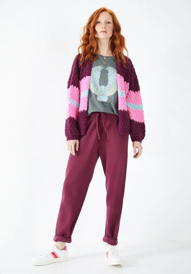 Jumpers and Cardigans Women Hush Mischa Colourblock Cardigan Deep Purplepinkaqua