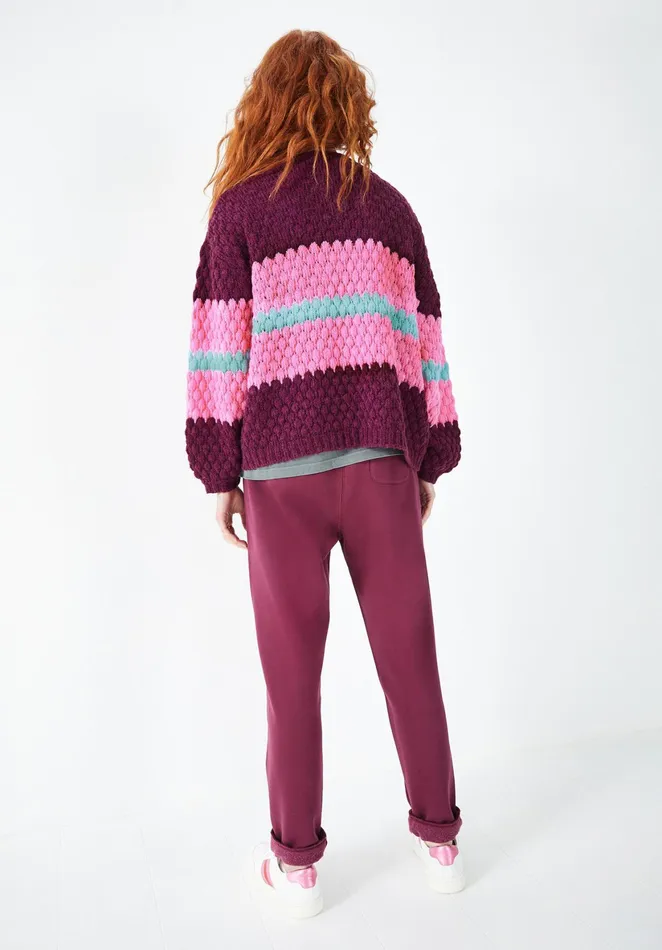 Jumpers and Cardigans Women Hush Mischa Colourblock Cardigan Deep Purplepinkaqua