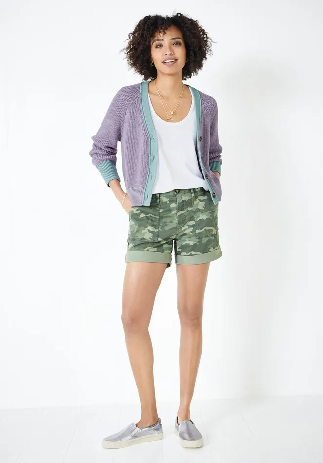Jumpers and Cardigans Women Hush Rya Contrast Cropped Cardigan Lilac Snowmint