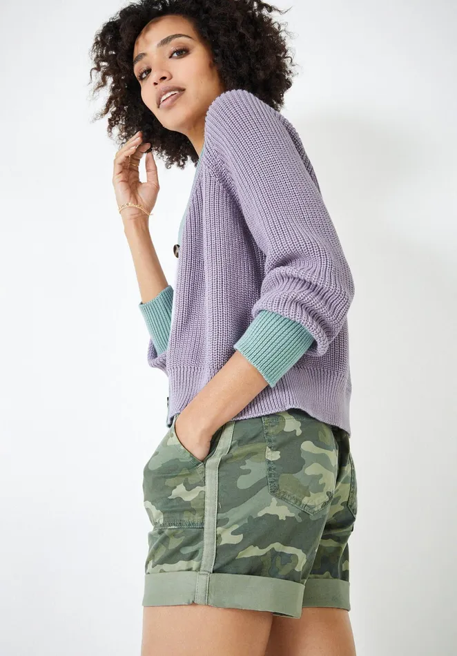 Jumpers and Cardigans Women Hush Rya Contrast Cropped Cardigan Lilac Snowmint
