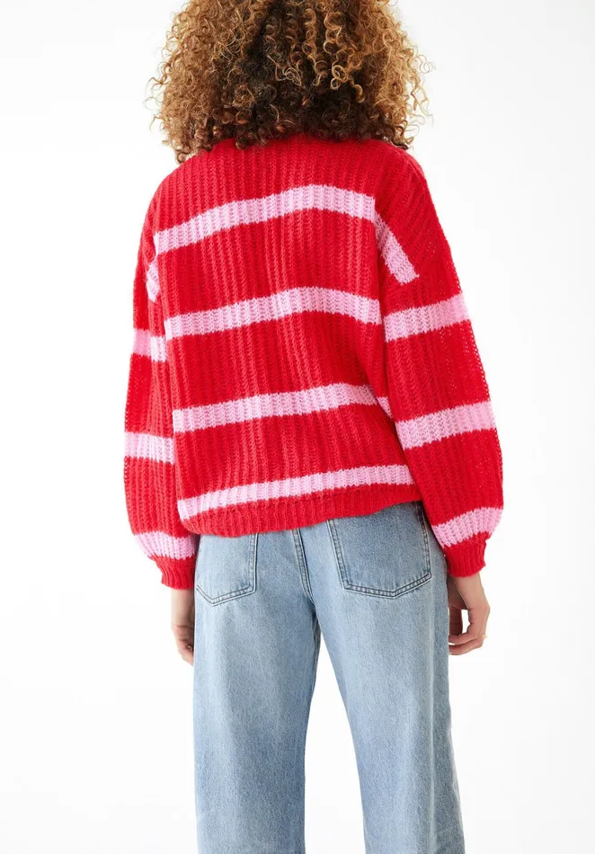 Jumpers and Cardigans Women Hush Serena Striped Jumper Crimson Redpink