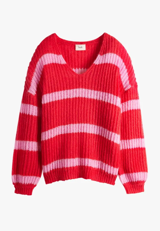 Jumpers and Cardigans Women Hush Serena Striped Jumper Crimson Redpink